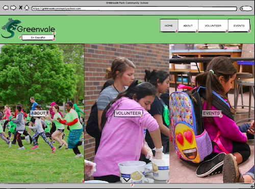 Mockup of home page for Greenvale Community School
